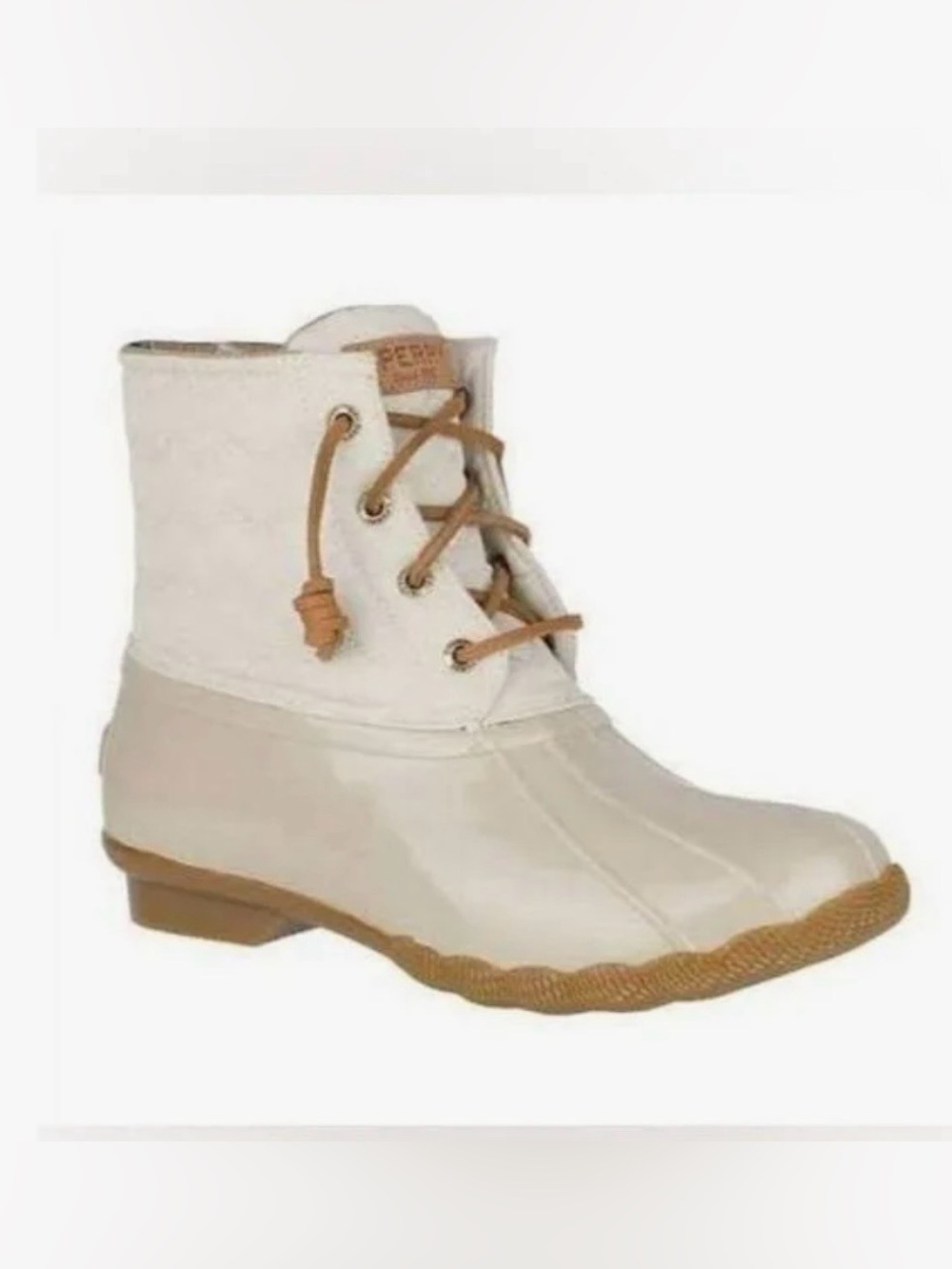 NWT Sperry Saltwater Quilted Ivory Duck Boots Sz 7.5